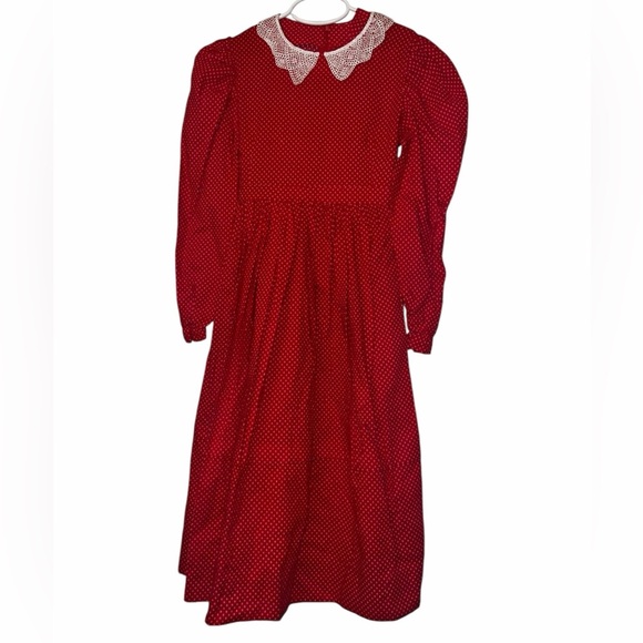 Handmade Other - Vintage Dress Joan Kessler Concord Fabrics Red Floral Lace Collar 10-12